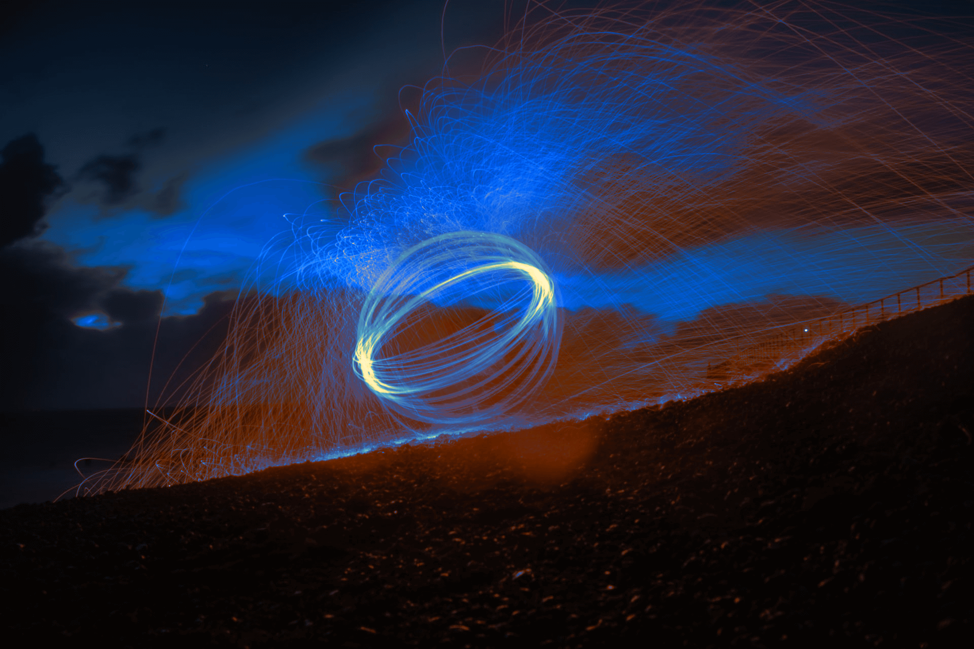 A floating ring of blue fire
