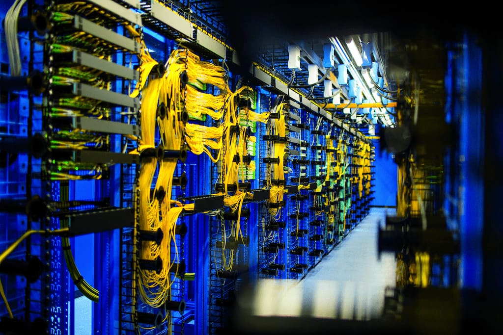 Azure datacenter, row of server racks