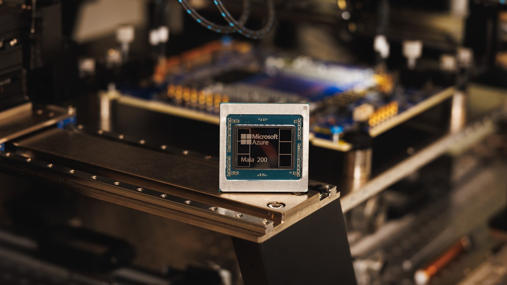 A close-up of a computer chip labeled 